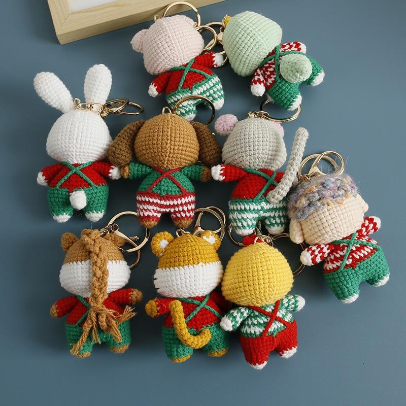 Cute Woven Handmade Twelve Zodiac Dolls Yarn Keychain Wool Thread Hook Weaving Crochet Doll Decoration Creative Birthday Gift