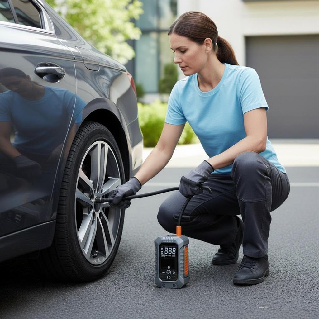 Air Pump for Car Tires with Digital Pressure Gauge Portable Air Pump Small Compressor for Bike Sedan SUV Balls Inflatable Toys