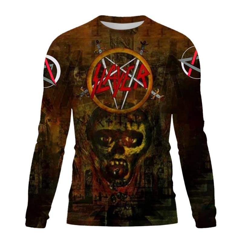 Men s Long sleeved Tshirt O Neck terror Skull 3D SLAYER Printed Street Trend Harajuku Style Hip Hop Clothing Sweatshirt Tops 6XL 1060₽