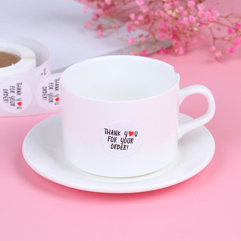 500Pcs Round Thank You For Your Order Sticker Heart Thanks For Shopping