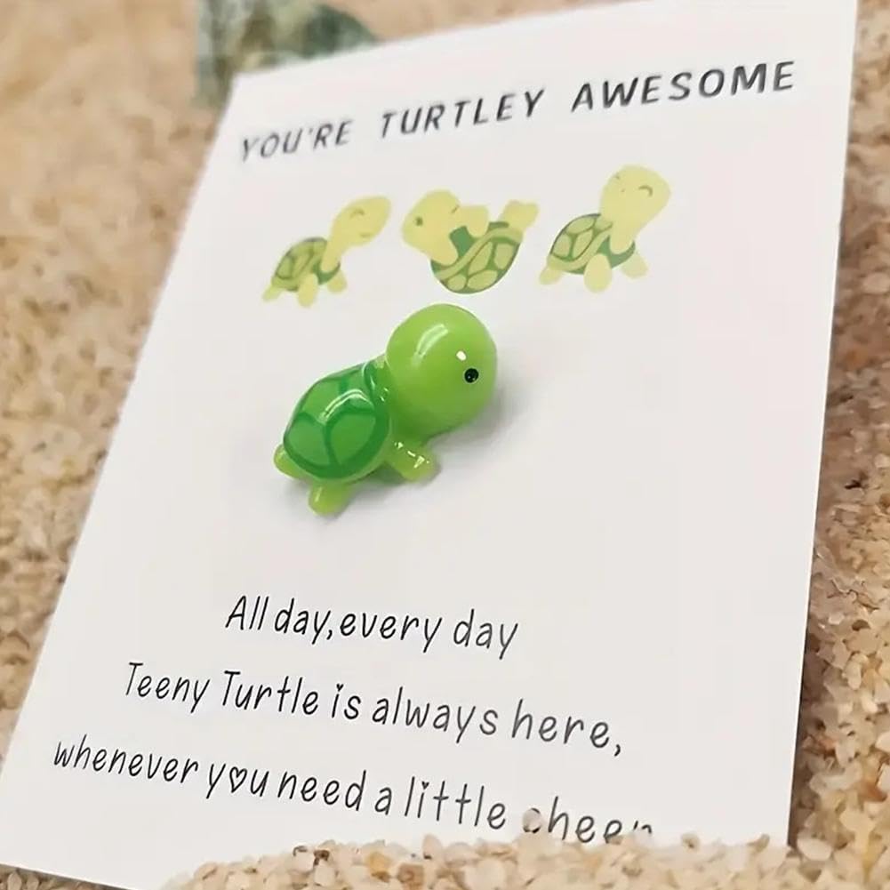 Mini Pocket Hug Turtle, "You're Turtle" Amazing Inspirational Gift Card, Thank You Note Card, Greeting Card, Mini Sea Turtle Figurine Pocket Hug