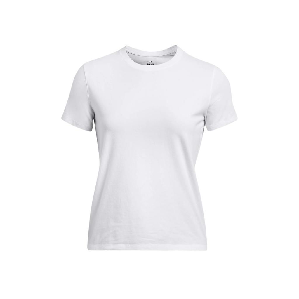 Under Armour Movement Logo Round Neck Breathable Short Sleeve T-Shirt Women T-Shirts White Metallic-Silver 6000217-100