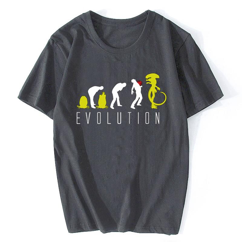 Man Women Fashion T Shirt Funny Evolution Of Alien Mens SciFi TShirt Men Leisure Tops Male Summer Oversized Tees Cotton