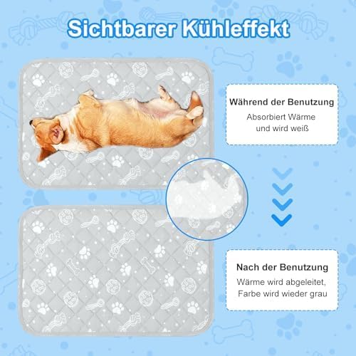 MH MYLUNE HOME Dog Cooling Mat Self-Cooling Pet Pad Non-Slip Absorbent Portable for Dogs Cats XL 110x80cm