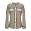 Autumn Women's Asymmetrical Shirt Jacket, Notched Lapel & Patch Pocket Design Casual Oversized Blouse for Daily Streetwear