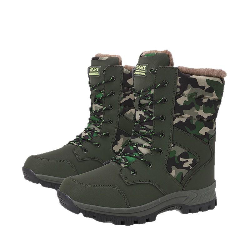Camouflage Couple Snow Boots: Warm, Cold-Proof, Plus Velvet for Outdoor Hiking and Mountaineering.