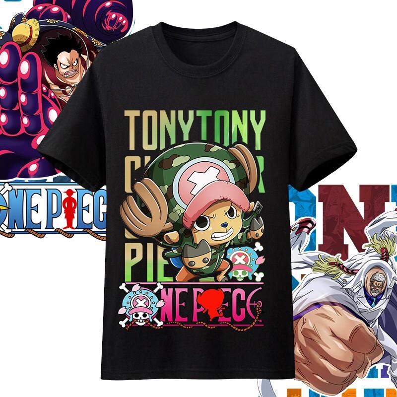 One Piece Anime Character Printing Oversized Cotton Tshirt Men and Women Comfortable Y2K Childrens Clothing Summer Trend Tees