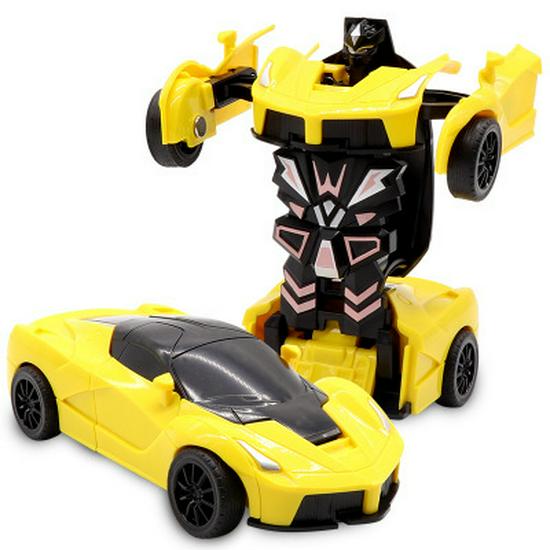 One-Key Transforming Bugatti Pull-Back Car Robot Toy