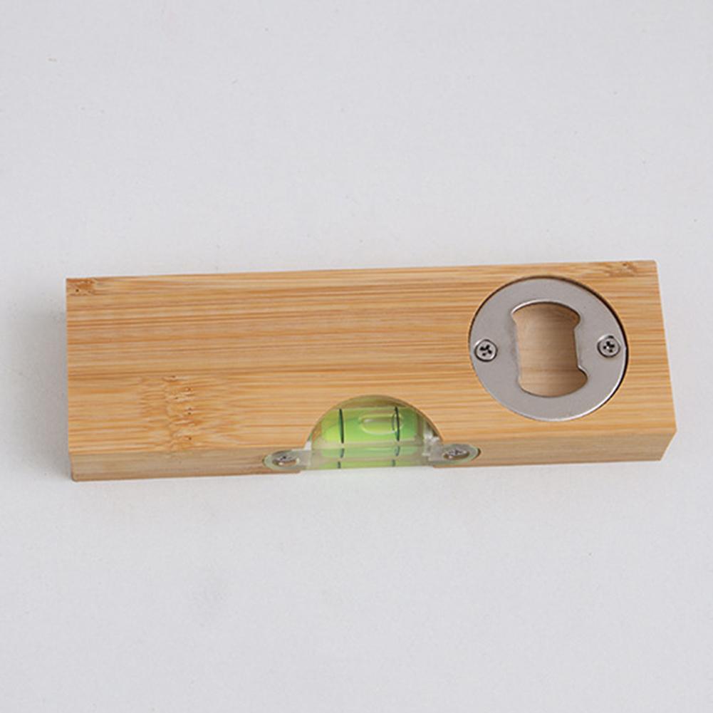 2 in 1 Bottle Opener Spirit Level Wooden Bottle Opener Dad Tool DIY Bottle Opener Level with Wooden Opening For Bar Restaurant