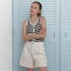 Elssibeui Linen Stripe Sleeveless Knit_Black