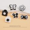 5pcs Children'S Clothes Sweater Buttons Cartoon Bow Buttons Baby Cardigan Jacket Cute Flower Decoration Black And White Buttons