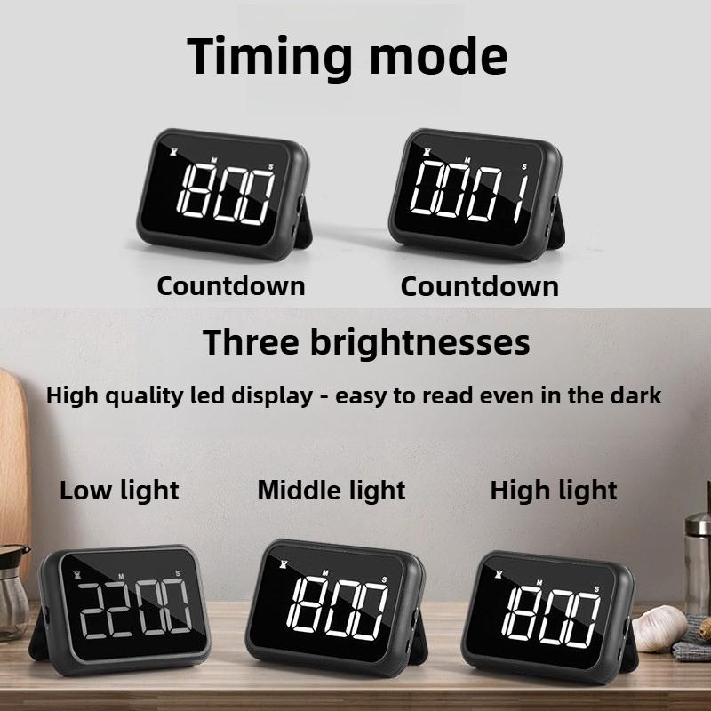 Large Display LED Digital Kitchen Timer Magnetic Electronic Count Up Countdown Timer Home Cooking Baking Classroom Study Timer