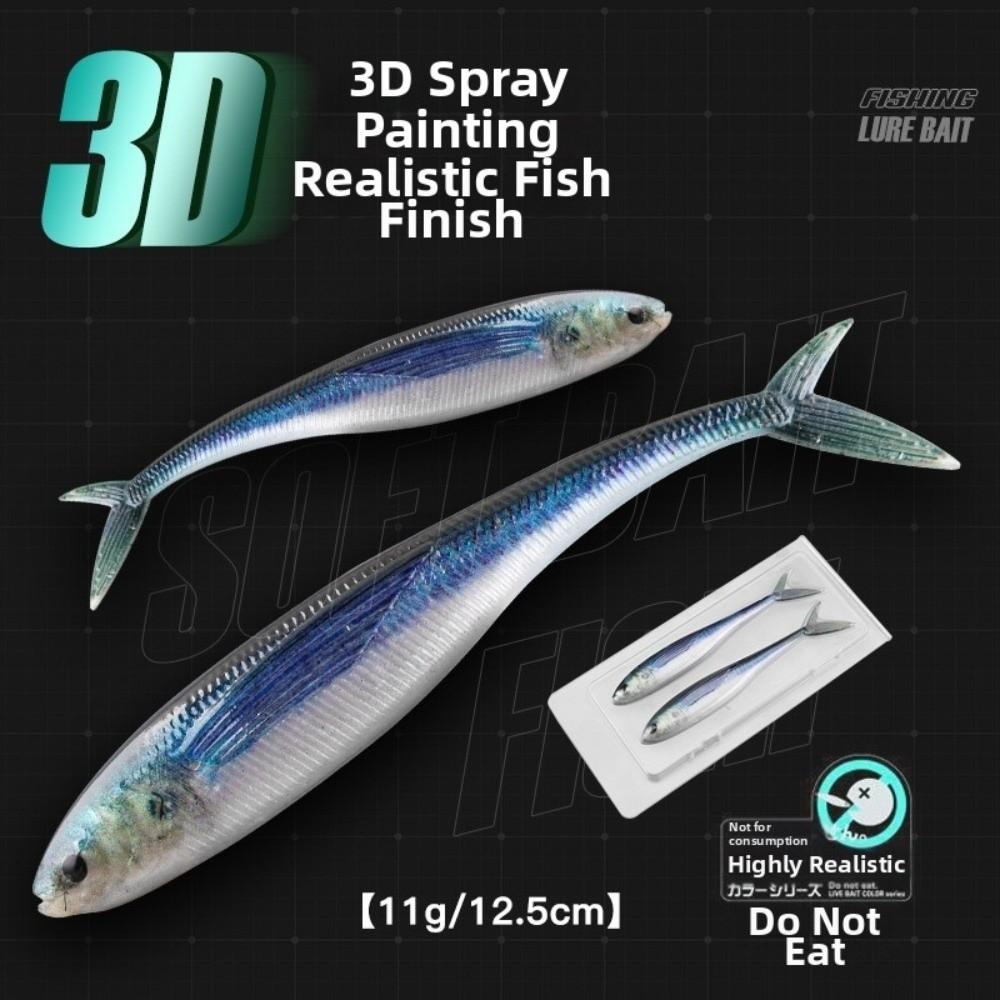 3D Design Soft Fishing Lure 11g Weight Scissor Tail Bait Live Painting Fishing Lure Sea Fishing