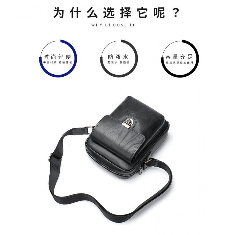 Men's Genuine Leather Shoulder Bag Soft Top Layer Cowhide Casual Simple Crossbody Light Luxury Brand