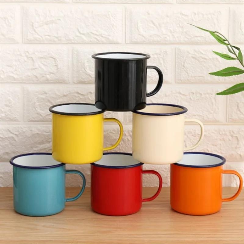 Enamel Coffee Mugs 350ML Creative  Cup Travel Tea  Milk Enamelware  Home Kitchen Drinkware Christmas Party Gifts