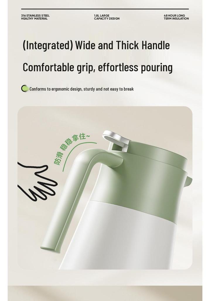 FEENIK316 Stainless Steel Large Capacity Insulated Hot Water Kettle with Simple Press Dispense for Home Use