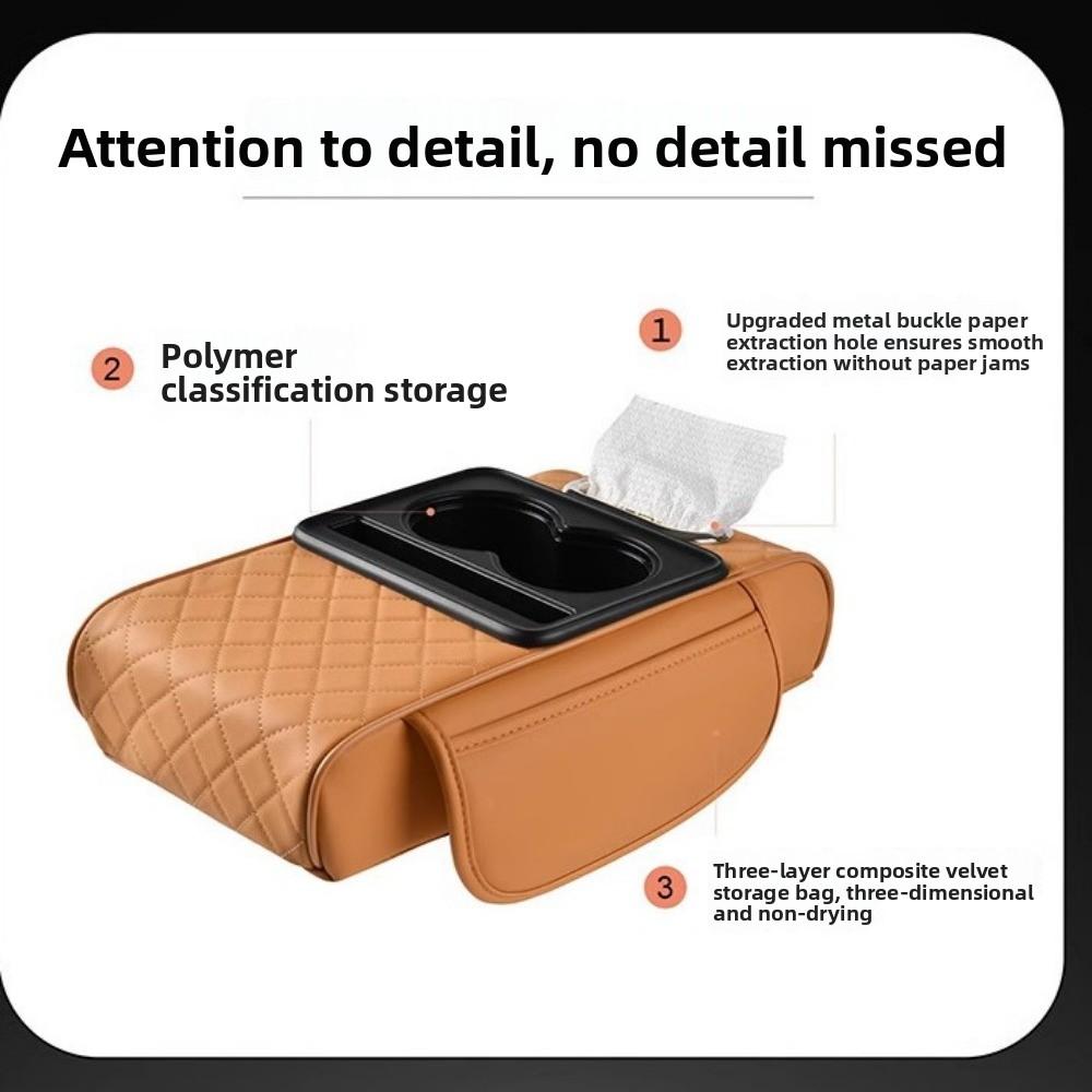 Car Armrest Box Heightening Pad Napaven Car Storage Box Double Water Cup Holder Car Tissue Box