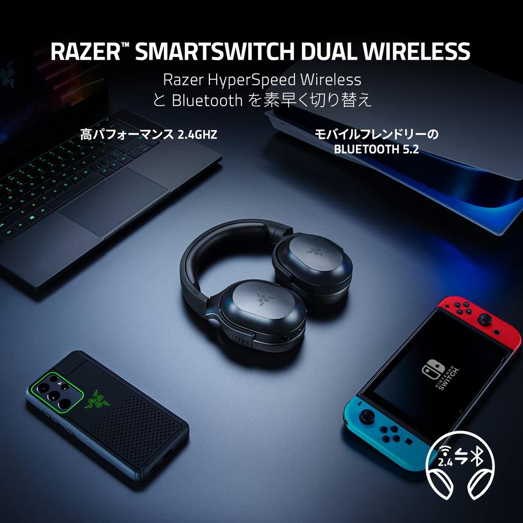 Razer Barracuda X Wireless Gaming Headset with TriForce 40mm Detachable HyperClear Cardioid 50 Hours of Battery Dongle for Quick Compatible with and