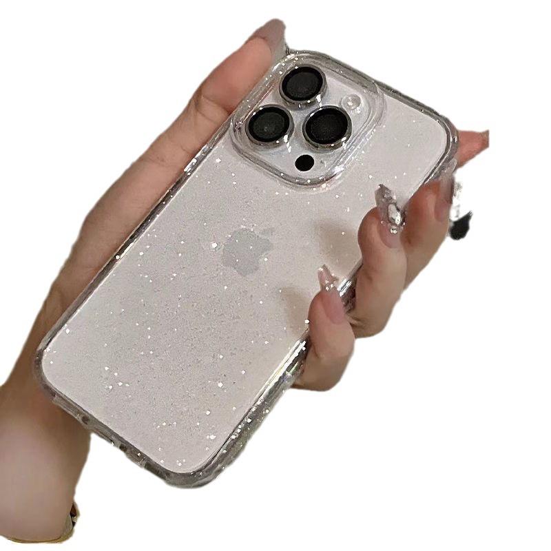 "Glitter Transparent Phone Case for iPhone 11/12/13/14/15/14PRO: Smooth and Dirt-Resistant"
