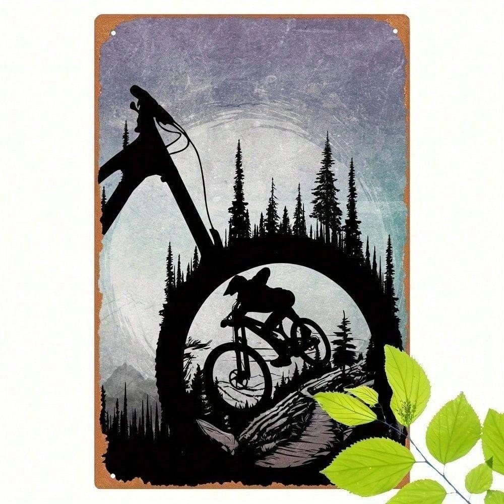 Vintage Mountain Bike Metal Wall Art Silhouette Garage Decor