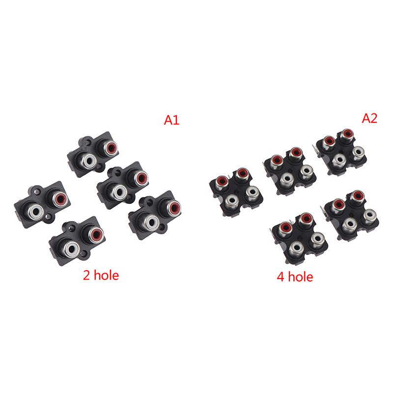 

5Pcs 2/4 Hole Rca Female Stereo Audio Jack Av Audio Input Socket Connector