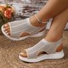 Women's Thick-Soled Knit Mesh Roman Style Retro Sports Sandals, Fashionable Footwear, Available In Large Sizes.