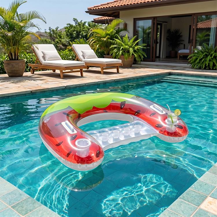 Fire Dragon Fruit Inflatable Water Sofa: Single-Person U-Shaped Pool Float