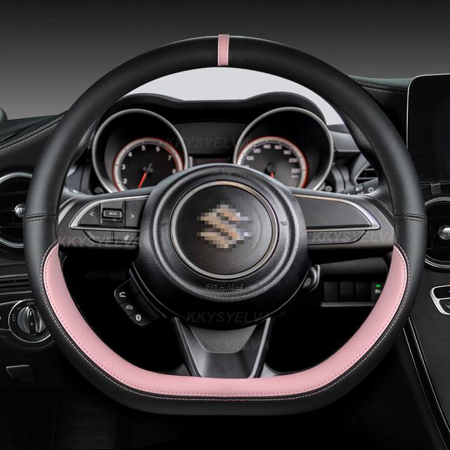 Microfiber Leather D Shape 38cm Car Steering Wheel Cover For Suzuki Swift 2017 2018 Sport Auto Accessories