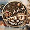 Classic Santa Claus Wooden Christmas Sign - Navidad Round Sign for Yard Door Wall Hanging Decor - Ideal Christmas Decoration