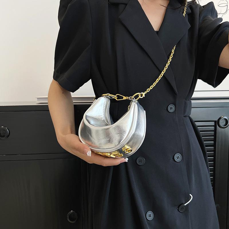 

Летняя яркая кожаная сумка через плечо для женщин, роскошные дизайнерские мини-сумки, плиссированная сумка-кошелек, маленькие женские сумки 12-16-6CM серебряный