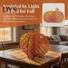 Orange Gradient Wooden Crafts Thanksgiving Pumpkin Decor, Vintage Striped Hollow Carved Ornament Indoor Fireplace Desktop Decor for Home Party, Rustic