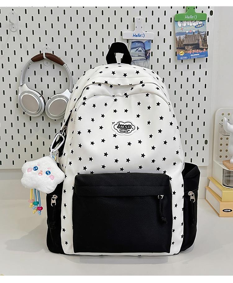 Schoolbag High-value schoolbag Female college student Large-capacity college student printed backpack Junior high school student lightweight travel