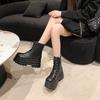 Weiches Leder Cos Schuhe 20 cm Höhenzunahme und zeigen Beine schlank Plateauschuhe 9 cm Britischer Stil Plateau neue kurze Stiefel kurze Martin Stiefel