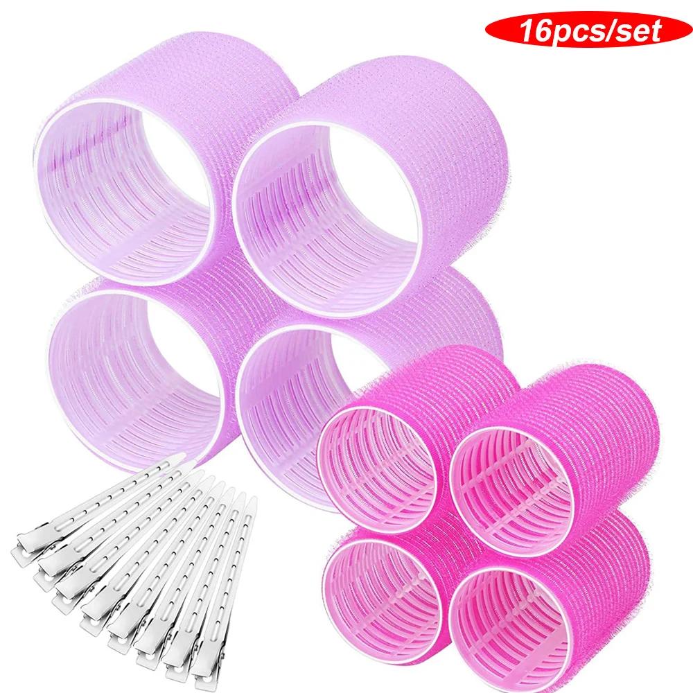 16/24pcs Self Grip Hair Rollers No Heat Hair Curlers Heatless Curls Hair Bangs Volume Self-adhesive Hook & Loop DIY Styling Tool