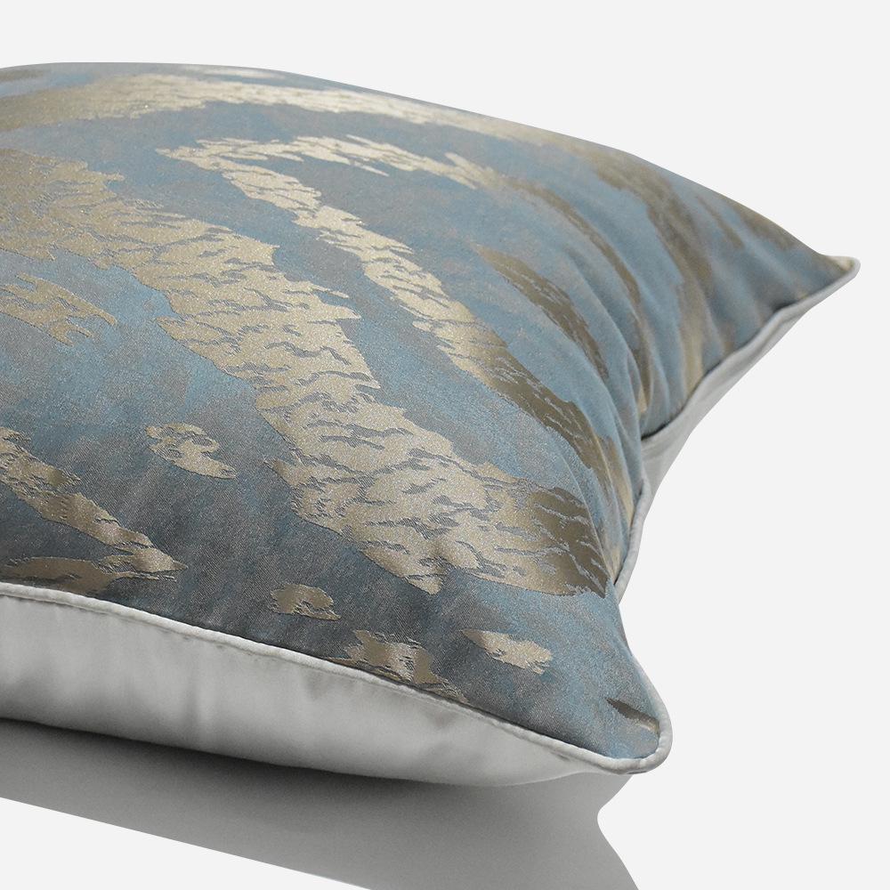 Blau-Grauer Moderner Luxuriöser Geometrisch Gestreifter Kissenbezug für Sofa oder Wohnzimmer