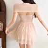 European and American style 2026 summer new women's clothing irregular perspective mesh lace splicing suspender dress women