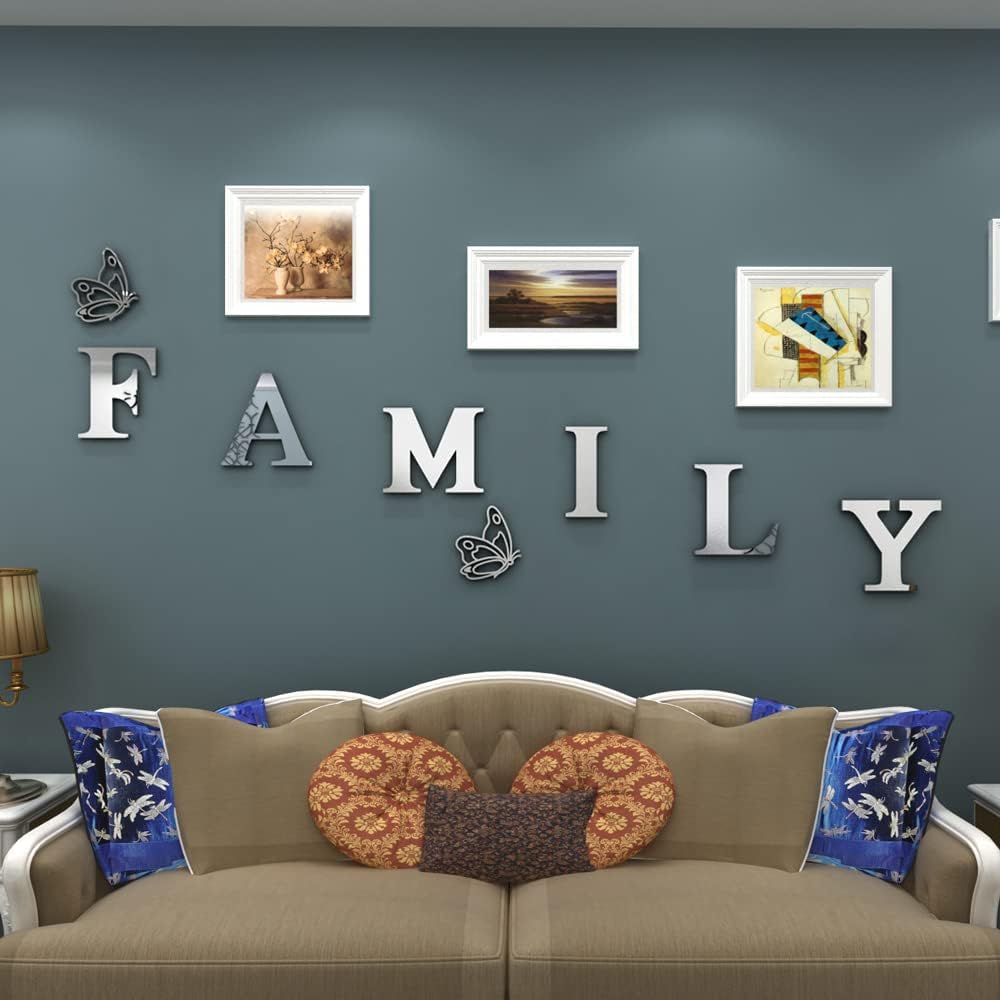 3D Mirror Wall Stickers English Letters Home Family Self-Adhesive DIY Acrylic Decals For Living Room Home Room Decoration