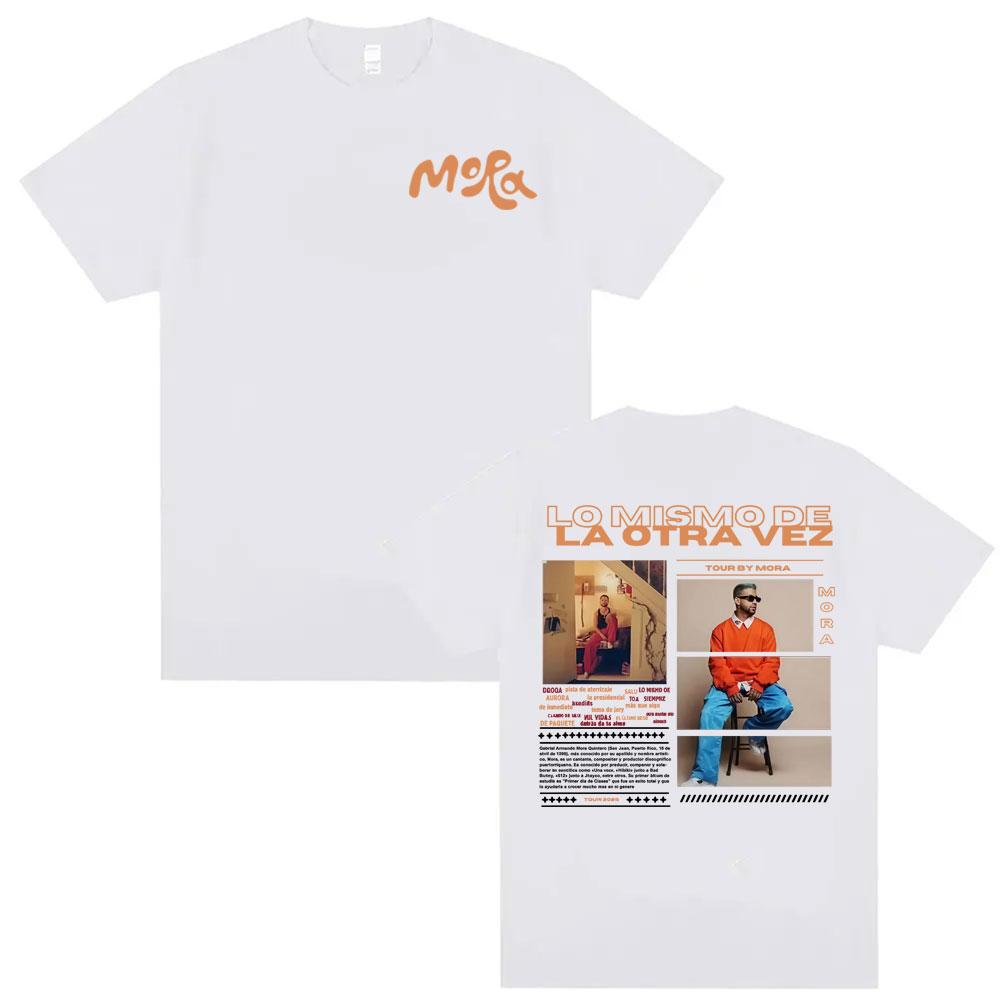 

Mora Lo Mismo Dela Otra Vez Album Pattern Tshirt 2026Summer Mens Womens Luxury Fashion Hip Hop Street Wear Y2K Cotton Tshirt M