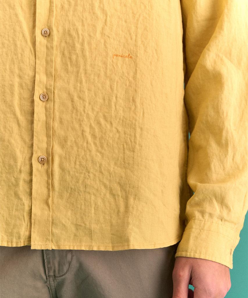 PANICALE Yellow Pocket Linen Shirt
