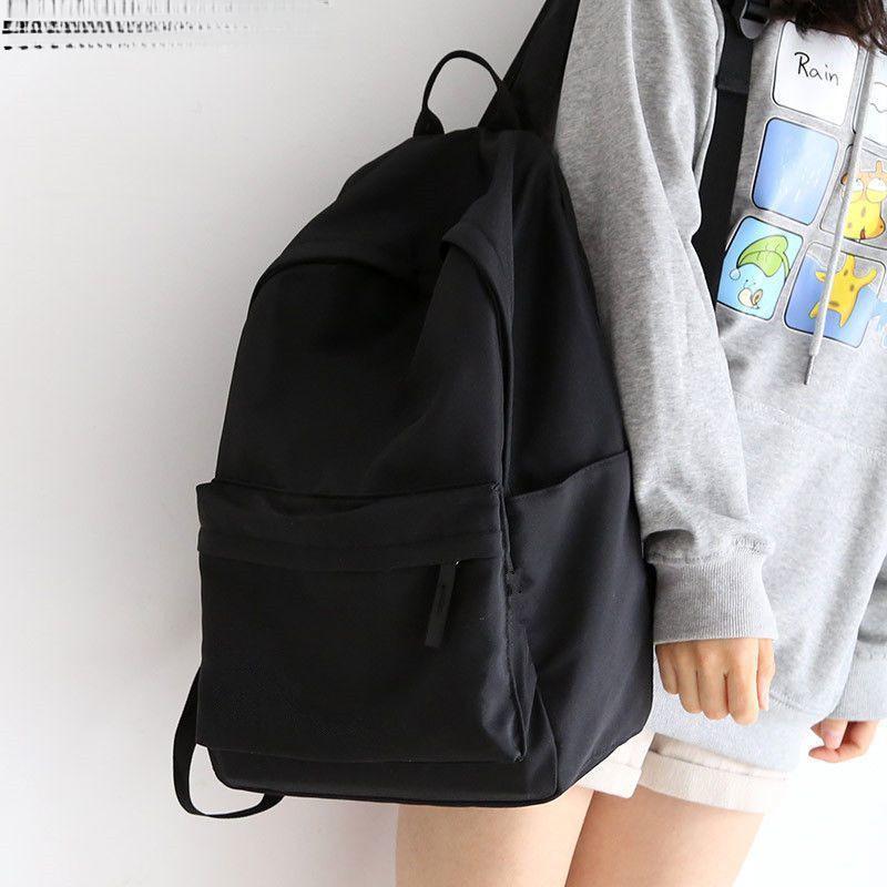 Men's and Women's Solid Color Canvas Backpack - Korean Style for High School & Middle School Students