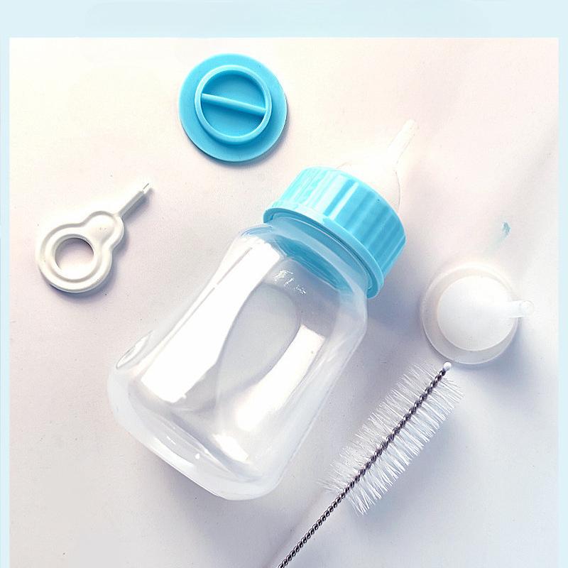 120ml Pet Nursing Kit Bottle For Newborn Kittens Puppies Small Animals With Brush And Nipple Set For Feeding Milk Water KTY