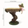 5inch Flower Fairy Garden Statue Bird Feeder Tray Outdoor Resin Home Crafts Garden Fairy Courtyard Decoration Statue