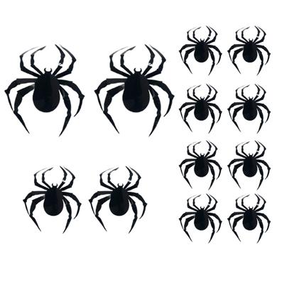 12Pcs/Set Wall Sticker Spider Print Self Adhesive Realistic Ornamental Halloween Spider Wall Stickers for Door