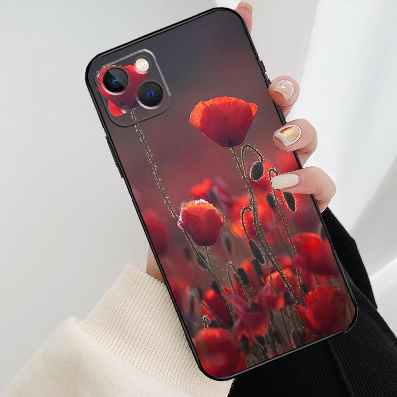 Red Corn Poppy Flower Phone Case For iPhone 17 Pro Max 16 15 14 11 12 13 Pro Max mini 15 16 Plus 16e 17 Air Cover