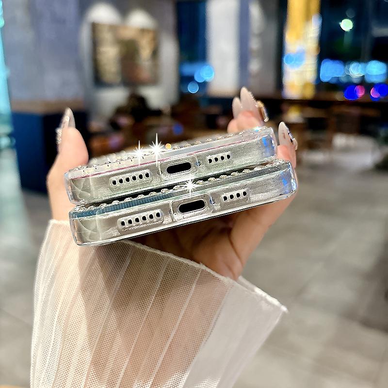 Luxury Glitter Bling Diamond Camera Protect Bumper Phone Case For iPhone 17 Air 16 15 Pro Max Samsung S25 Redmi Note 14 13 Shockproof Protective Cover