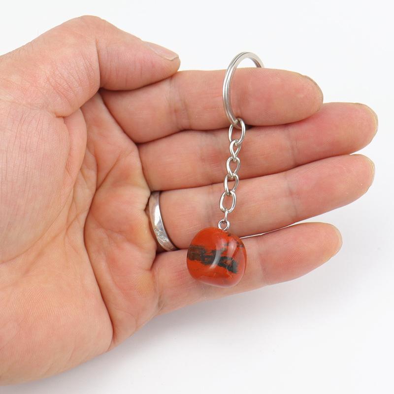 Natural Stone Irregular Stone Agate Crystal Keychain Pendant Bag Buckle Key Chain K02
