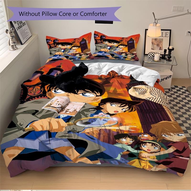 Detective Conan Mystery Print 3Pcs Bedding Setduvet Cover With 2 Bedropillowcase Home Birthday Gift