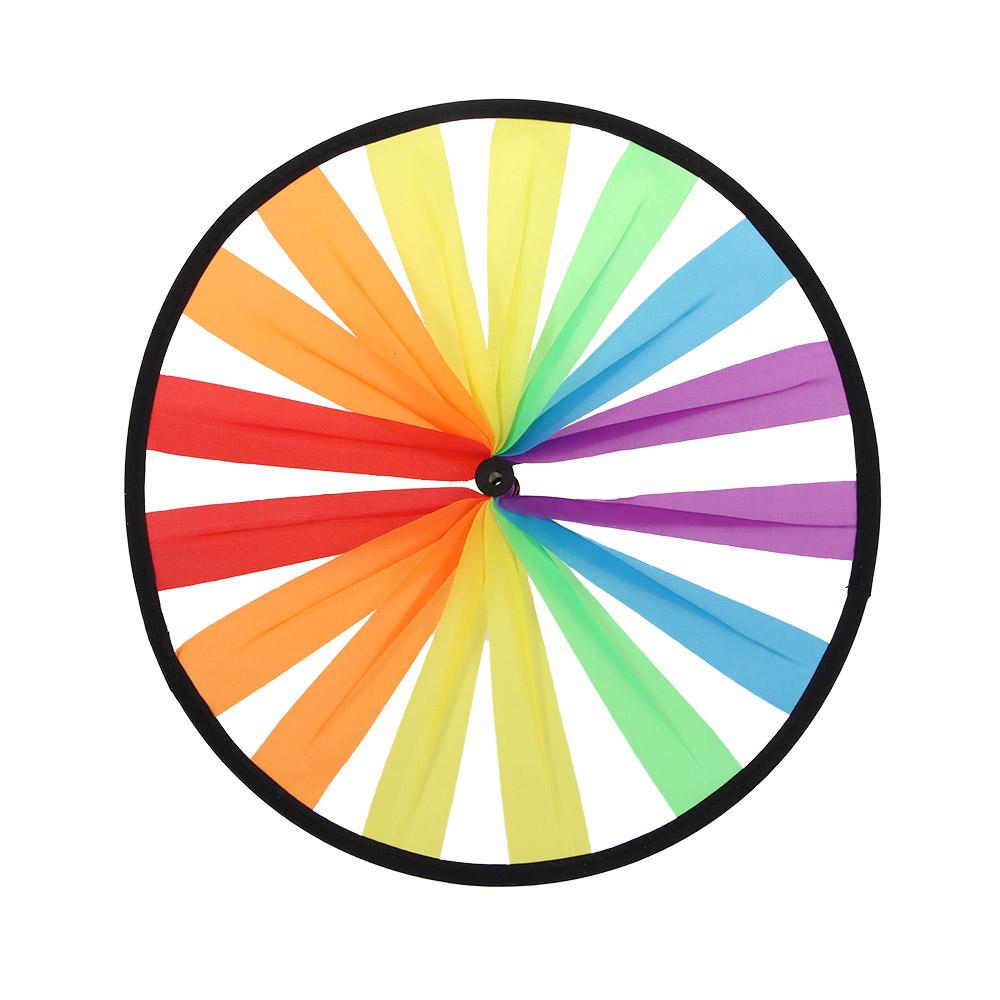 Flower Triple Wheel Colorful Rainbow Pinwheel Wind Spinners Windmill Toys Garden Windmill
