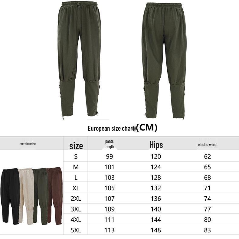 Medieval Men's Retro Pirate Costume Pants for Cosplay and Performance