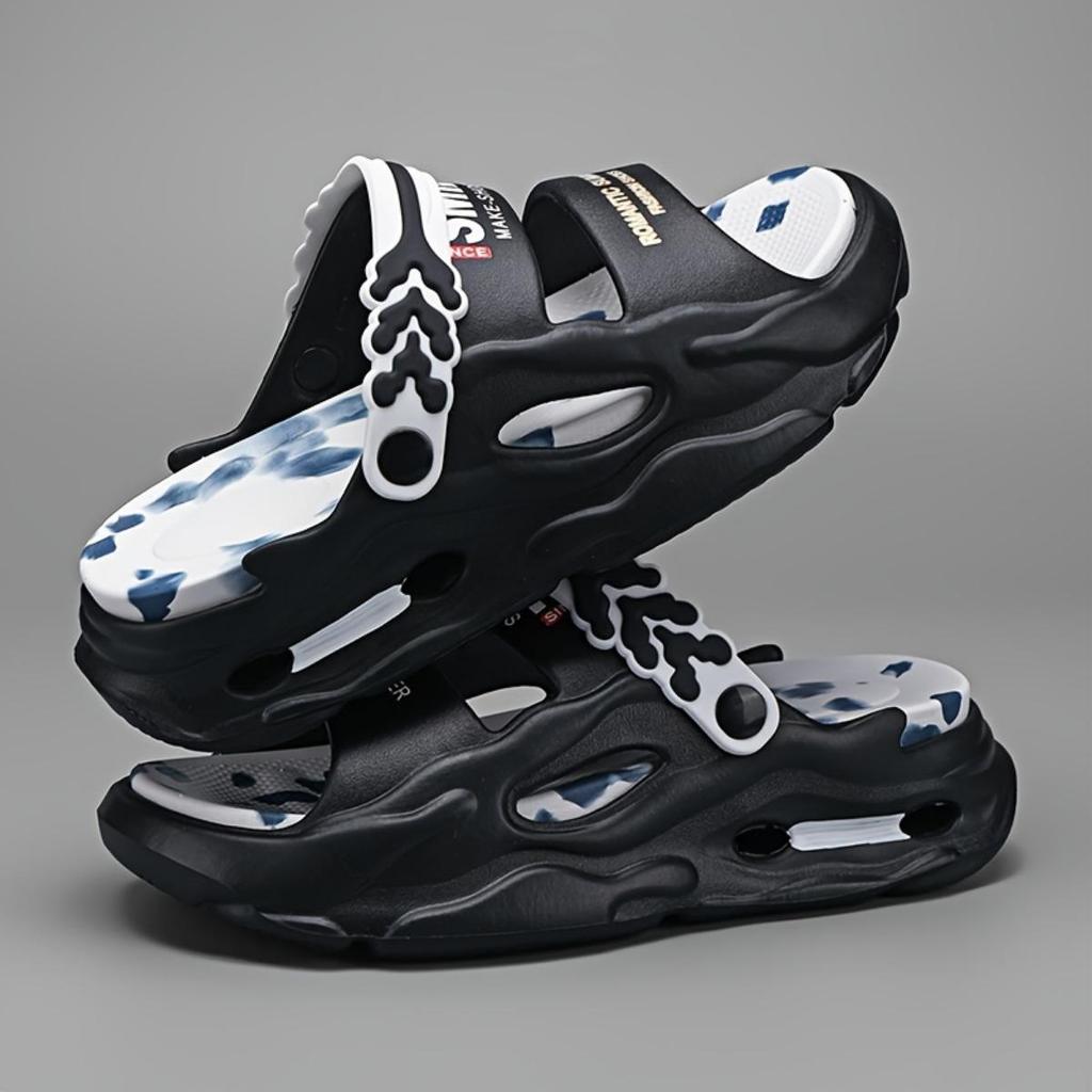Men's and Women's EVA Sports Sandals and Slippers - Non-slip Casual Round Toe Letter Print - Lightweight and Breathable Beach Shoes for Couples